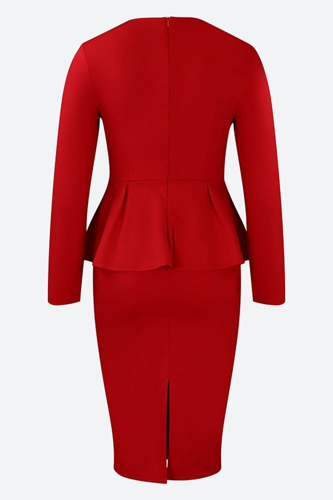 Structured Peplum Midi Dress
