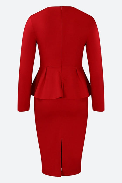 Structured Peplum Midi Dress