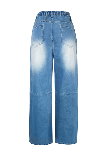 High-Waisted Distressed Wide-Leg Jean