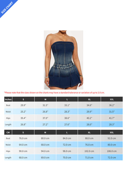 Pleated Denim Mini Dress
