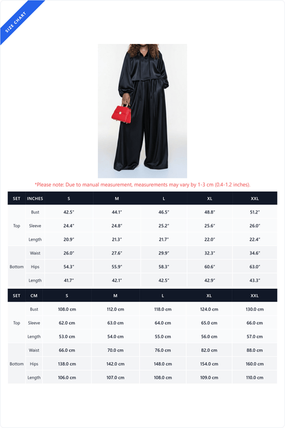 Drawstring Top & Wide Leg Pants Set