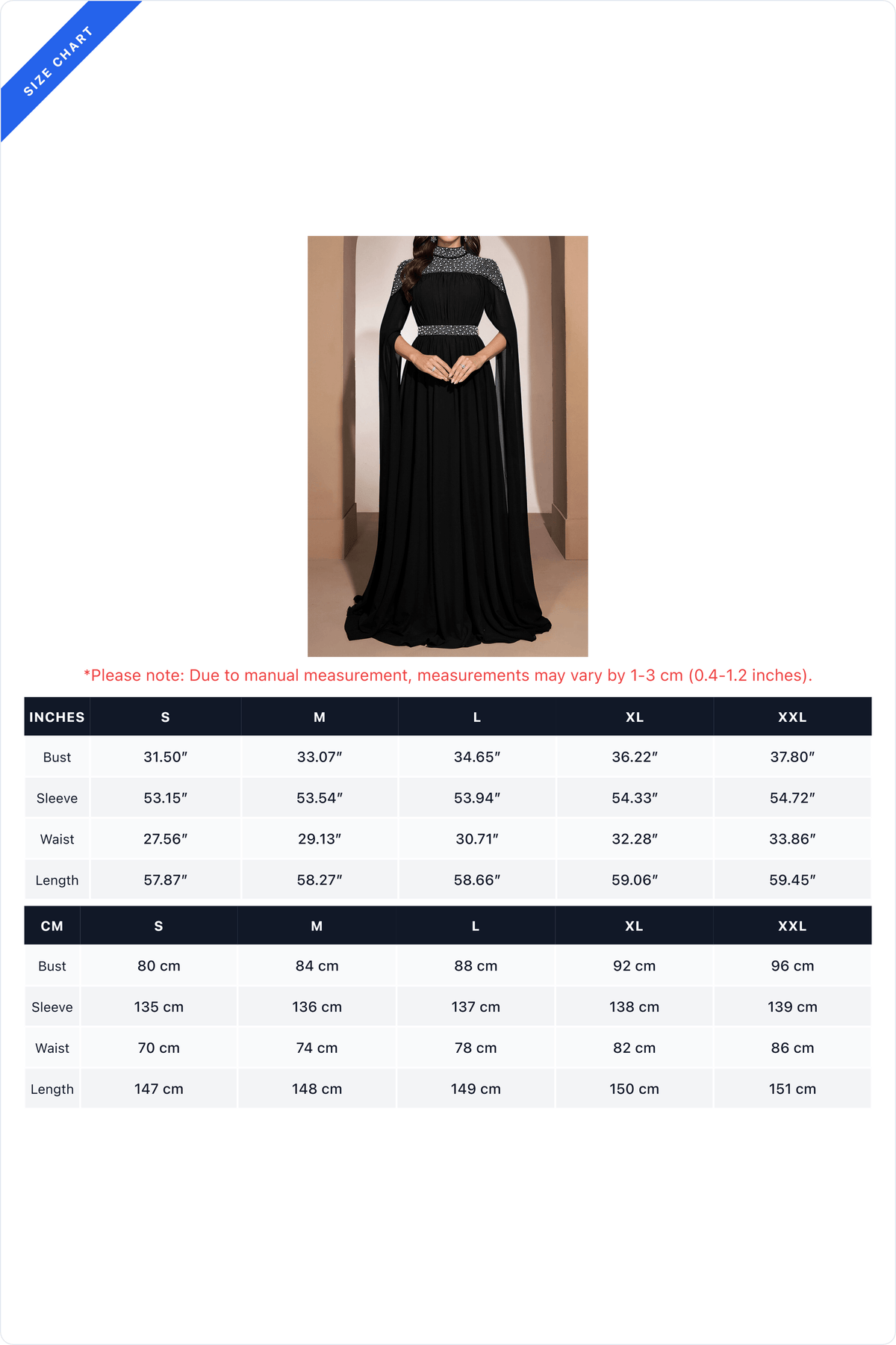 Embellished High-Neck Cape-Sleeve Maxi Dress
