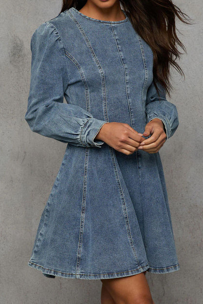 Denim Fit And Flare Mini Dress