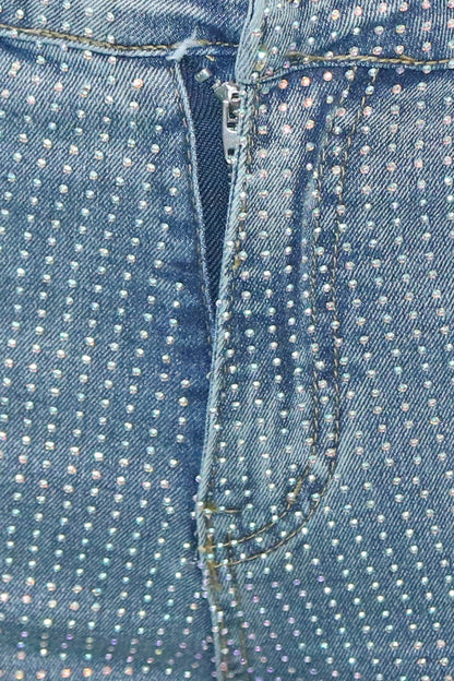 Rhinestone Straight-Leg Denim Jeans