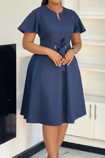 Plus Size Tie-Up Short Sleeve Dress