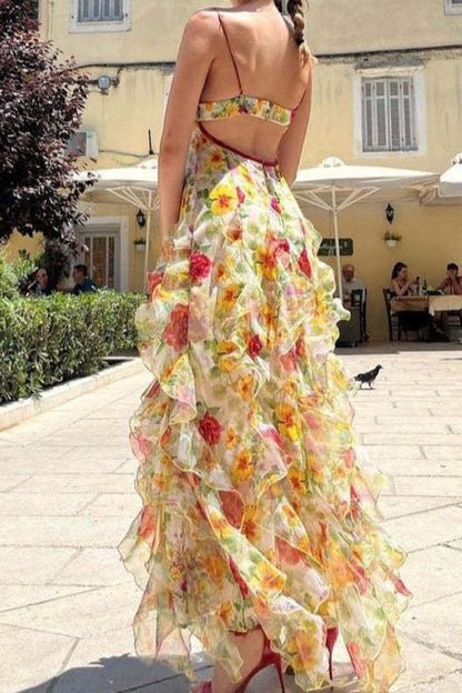 Ruffle Sheer Maxi Dress