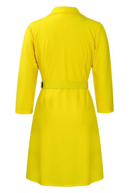 Pleated Patchwork Midi Blazer Dress
