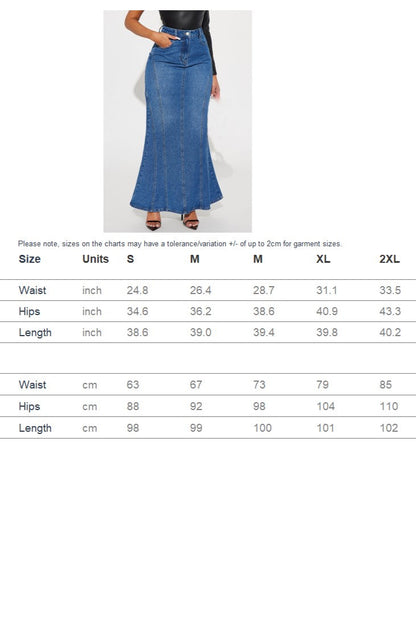 Women's Blue Denim Midi Skirts