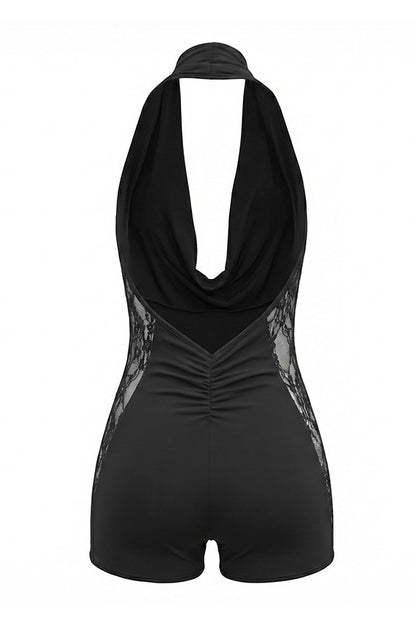 Sexy Halter Cowl Neck Lace Romper