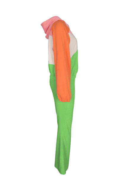 Zip-Front Contrast Panel Track Pants Set