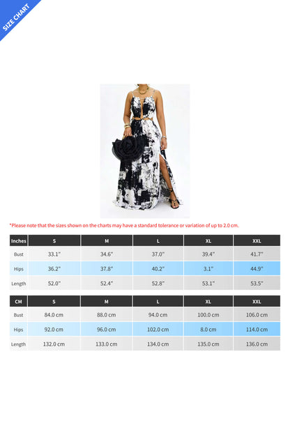 Abstract Print Cutout Slit Maxi Dress
