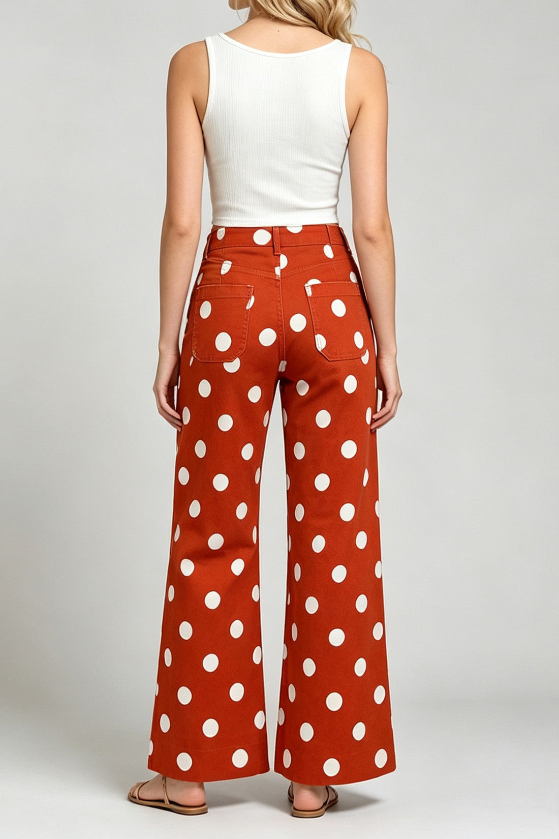 Polka Dot High Rise Wide Leg Jeans