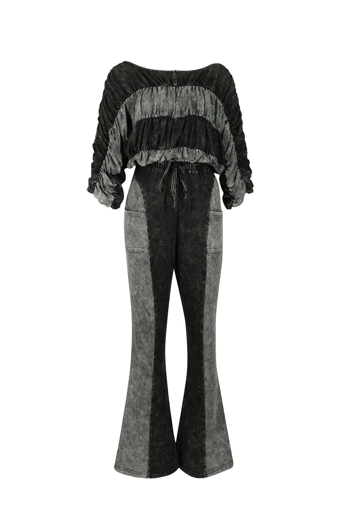 Ruched Crop Top and Lounge Pant Set