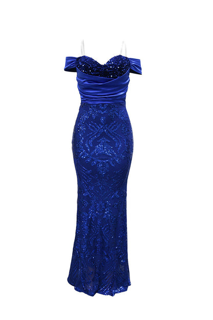 Off-Shoulder Sequin Mermaid Maxi Gown