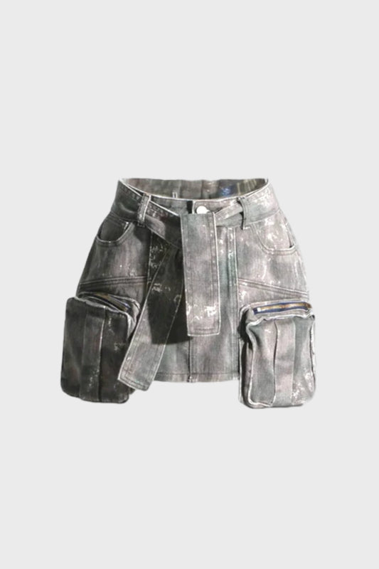 Camouflage Slim Patchwork Pocket Cargo Skirt