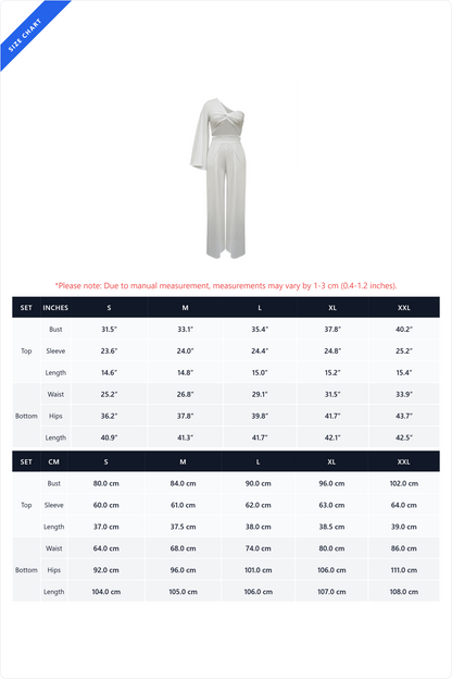 Asymmetrical Twist Crop Top & Draped Wide Leg Pant Set