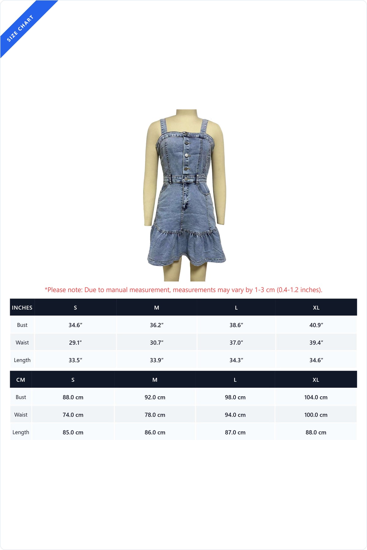 Square Neck Button-Front Denim Mini Dress