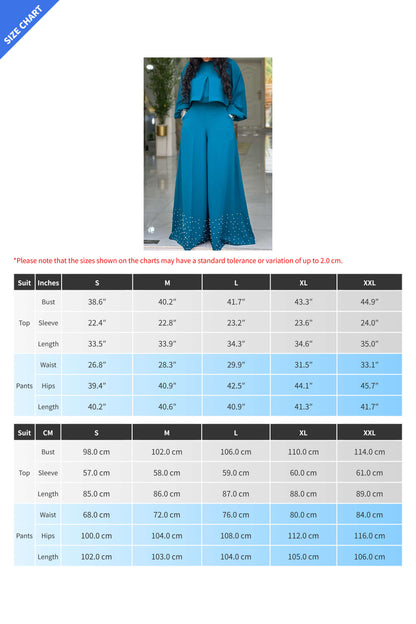 Lantern Sleeve Top & Wide Leg Pants Set