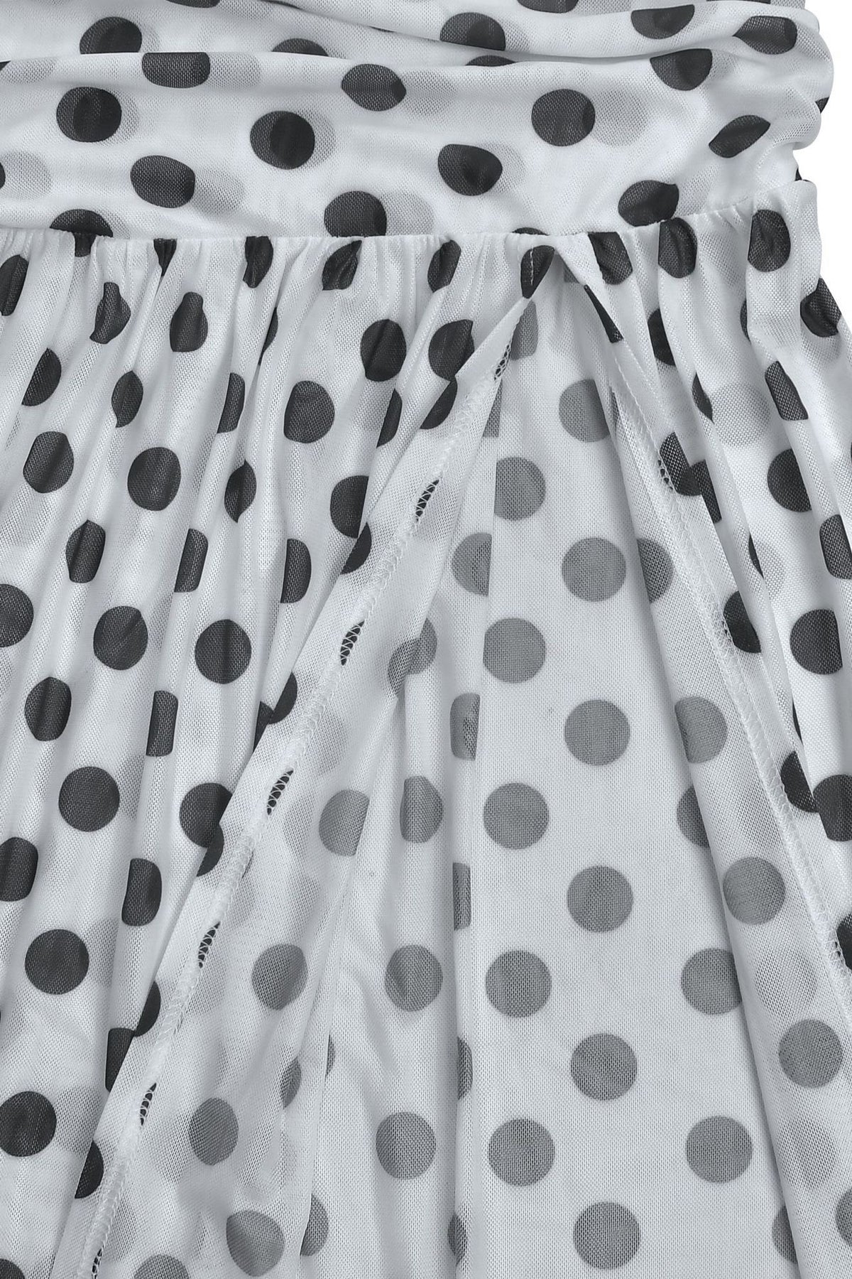 Off-Shoulder Polka Dot Ruched Maxi Dress