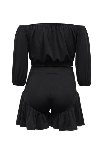 2-Piece Off-Shoulder Ruffle Shorts Set