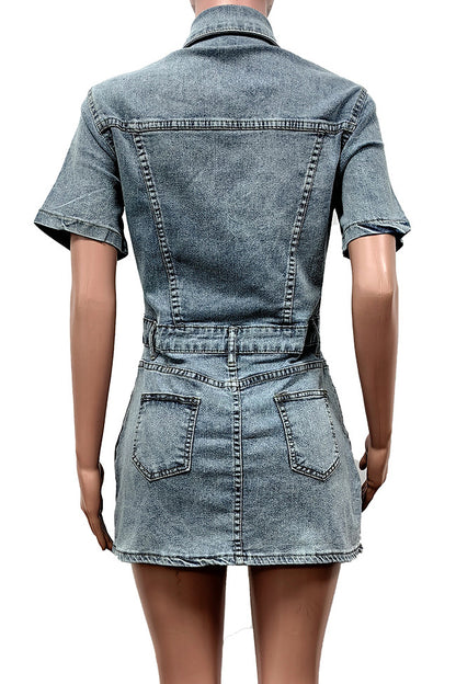 Short Dress Stretchy Ladies Denim Summer Dress