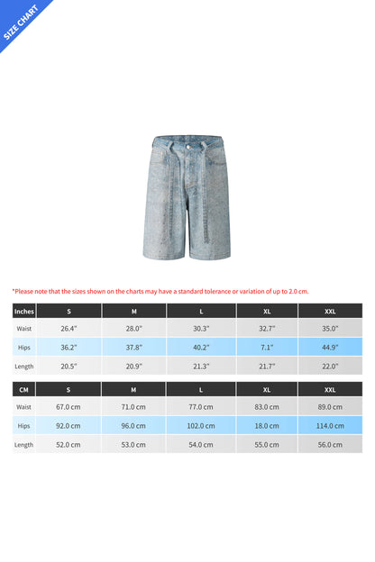 Loose Fit Denim Capri Pants with Rhinestones