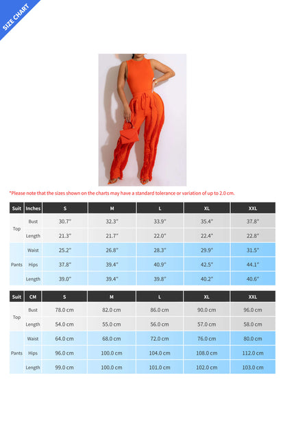 Fringe Pants Sleeveless Casual Two Piece Set
