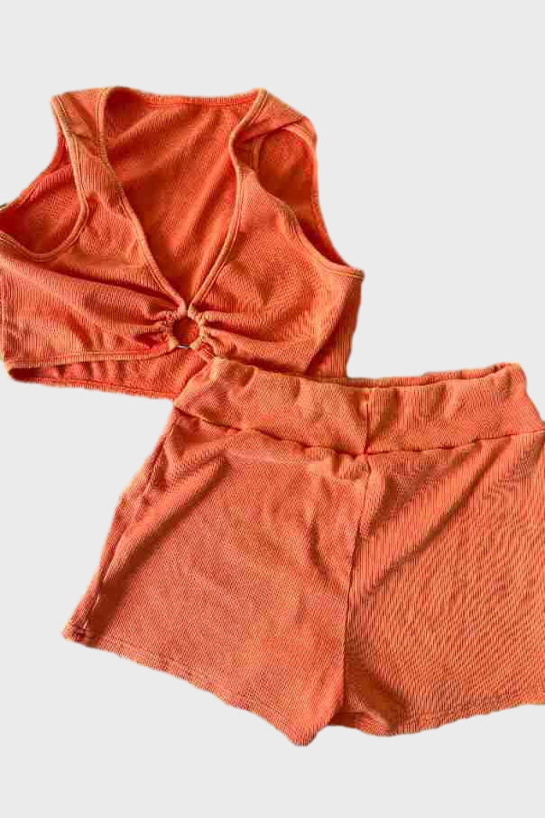 Cutout Crop Top And Shorts Set