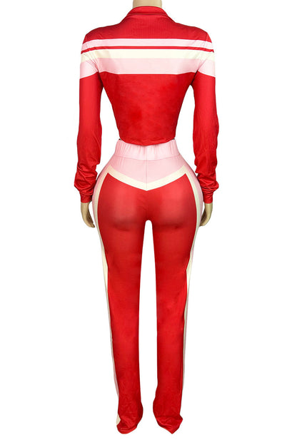 Printed Front-Tie Top and Long Pants Set