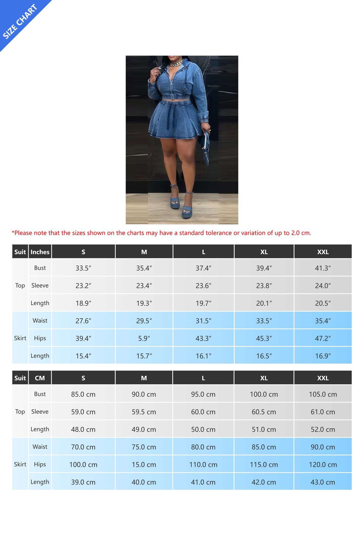 Casual Washed Denim Skirt Set