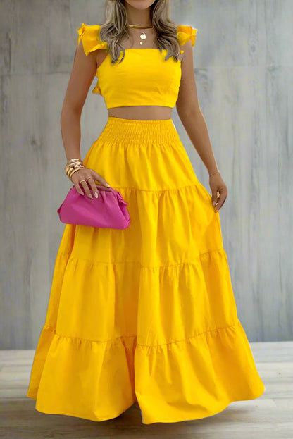 Cami Crop Top with High Waist Skirt Set