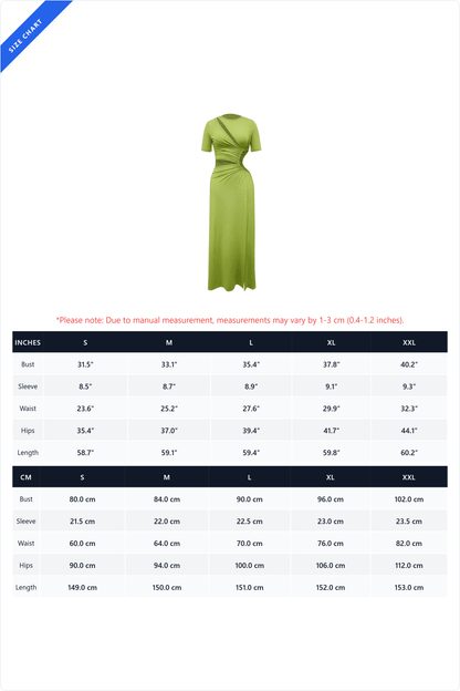 Cutout Ruched High Slit Maxi Dress