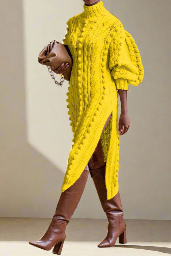 Midi Length Knitted Sweater Dress