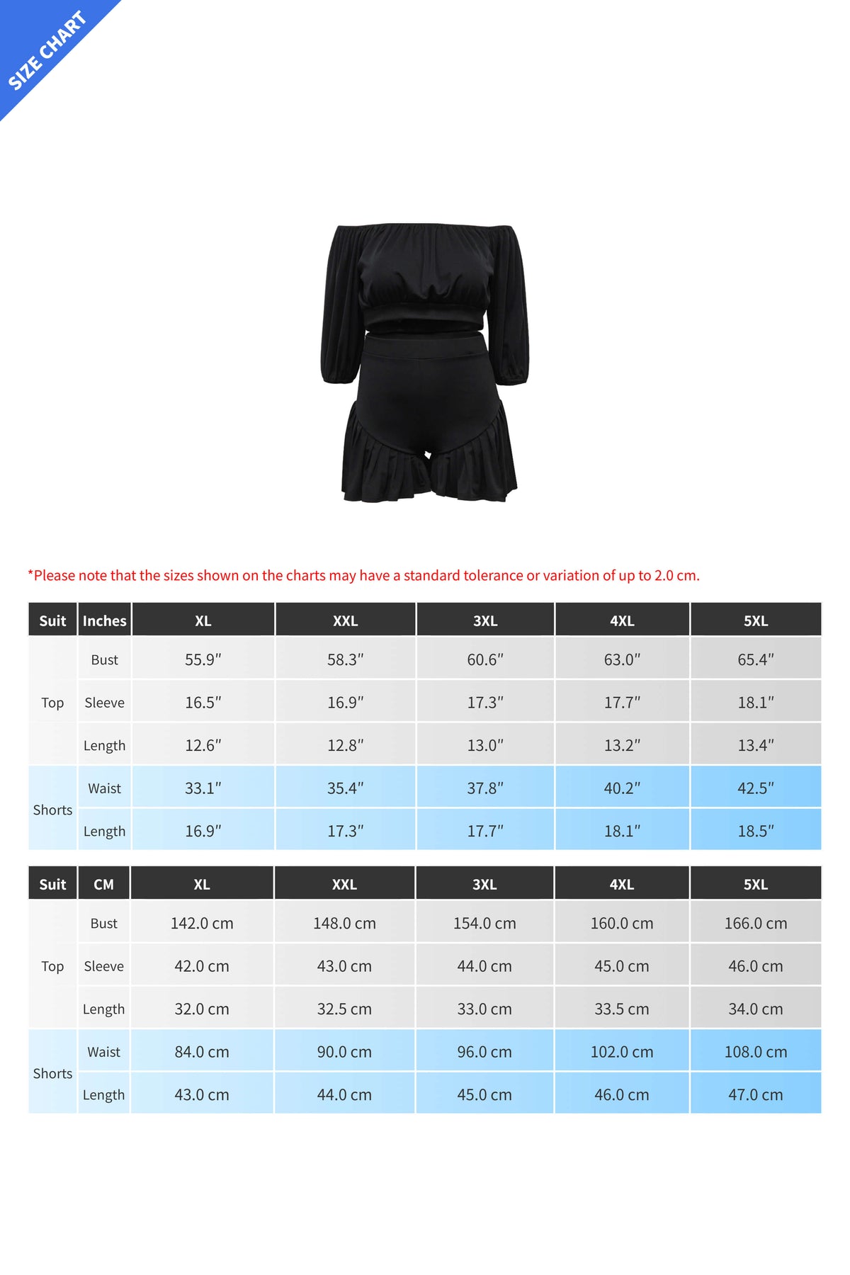 2-Piece Off-Shoulder Ruffle Shorts Set
