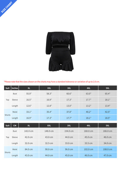 2-Piece Off-Shoulder Ruffle Shorts Set