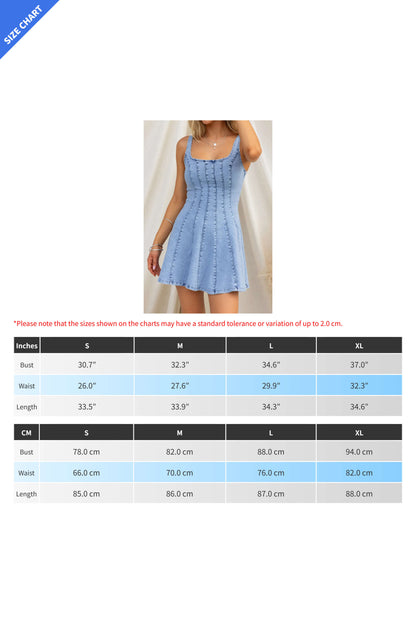 Sleeveless Backless Strappy Denim Mini Dress
