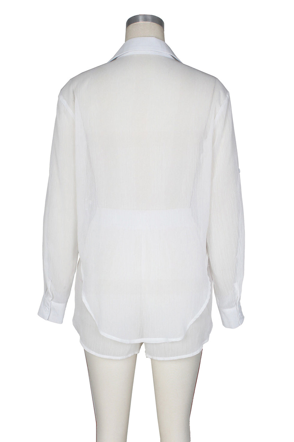 Sheer Long Sleeves Top Shorts Set