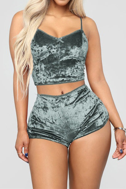 Crushed Velvet Cami & Shorts Lounge Set