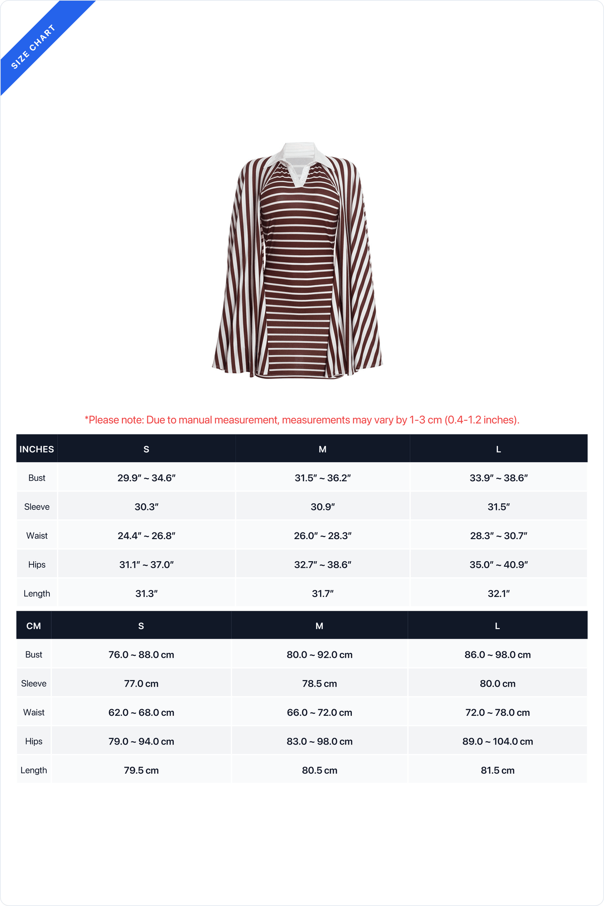 Striped Polo Mini Dress with Bell Sleeves