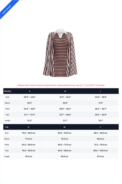 Striped Polo Mini Dress with Bell Sleeves