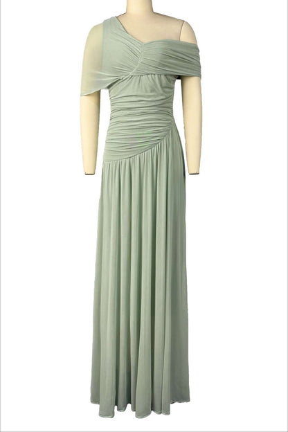 Asymmetrical Ruched Corset Maxi Dress