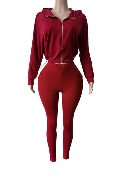 Zip Hoodie High Waist Leggings Set