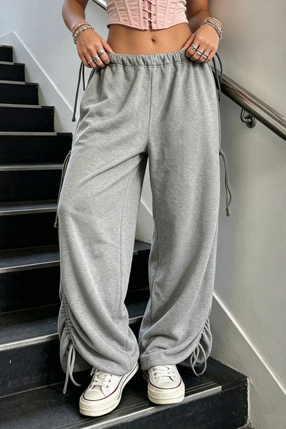 Adjustable Drawstring Baggy Parachute Pants