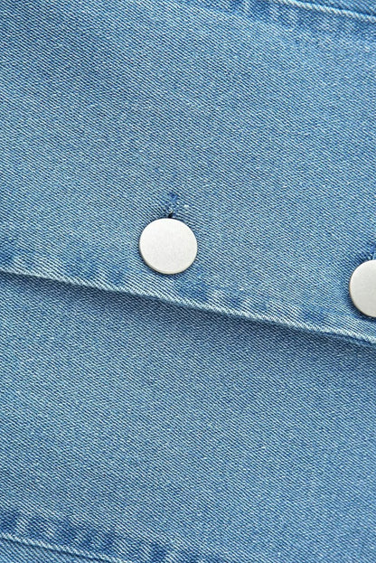 Slim Light Blue Denim Button Maxi Dress
