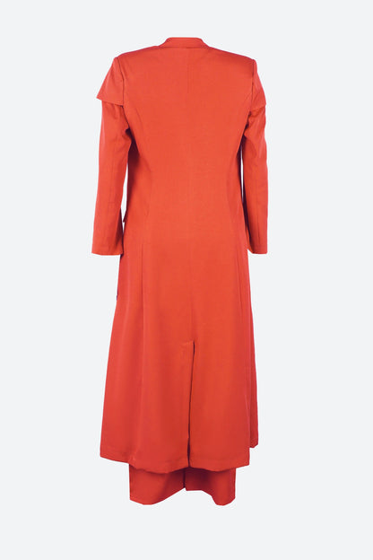 Solid Color Notch Lapel Long Suit Two-Piece Set