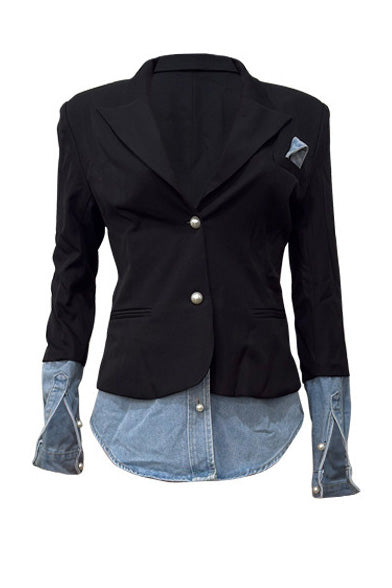 Patchwork Denim Blazer