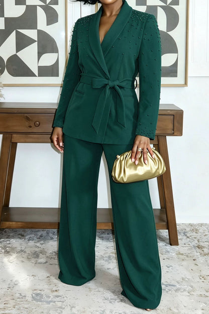 Pearl Embellished Wrap Suit Set