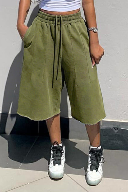 Vintage Wash Raw Hem Baggy Sweat Shorts