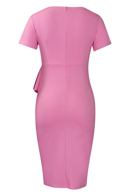 Solid Color Hip Ruffled High-Waisted Dress