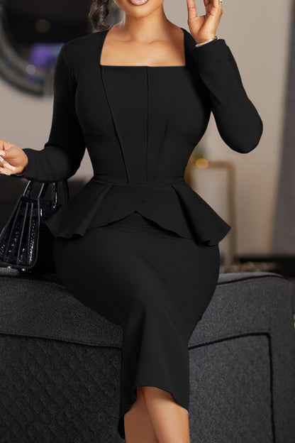 Structured Peplum Midi Dress